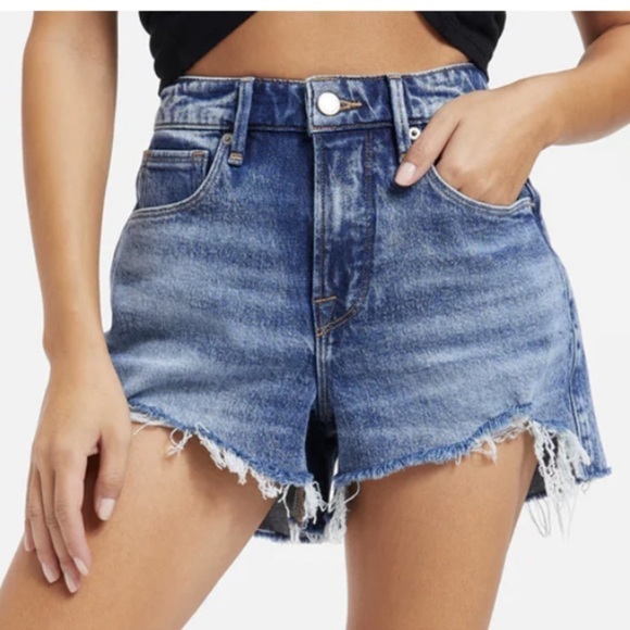 GOOD AMERICAN Good Girlfriend Indigo Denim Shorts Size 4 - Picture 6 of 16